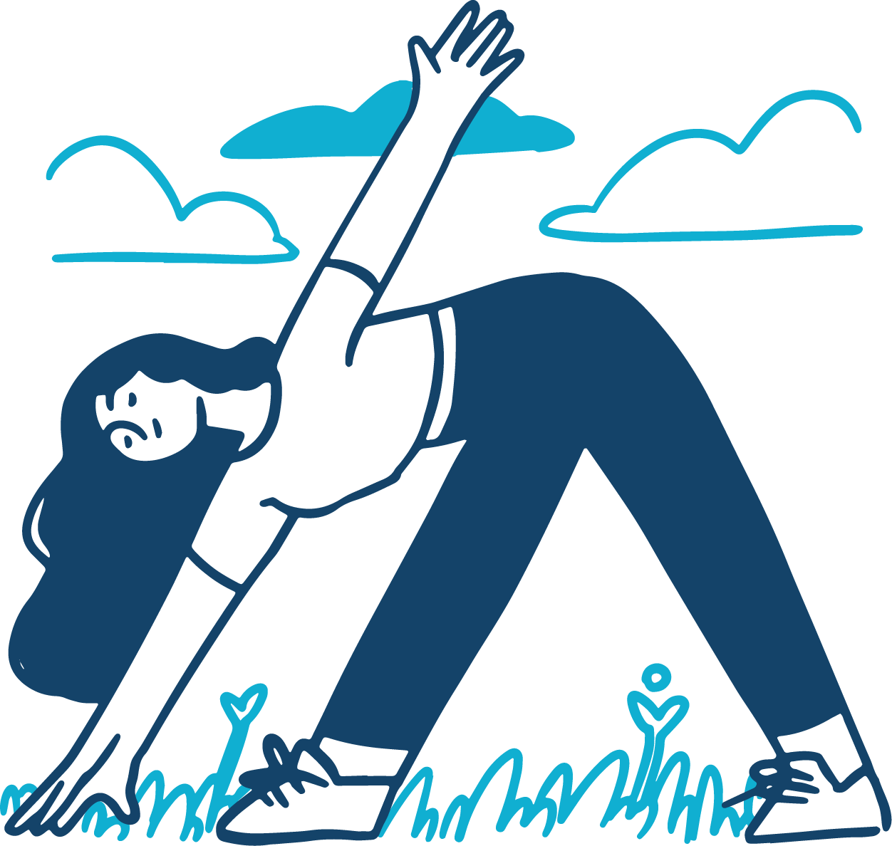 A teen stretching toward the sky, illustrated